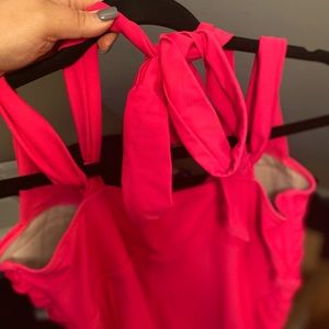 Pink halter bathing suit